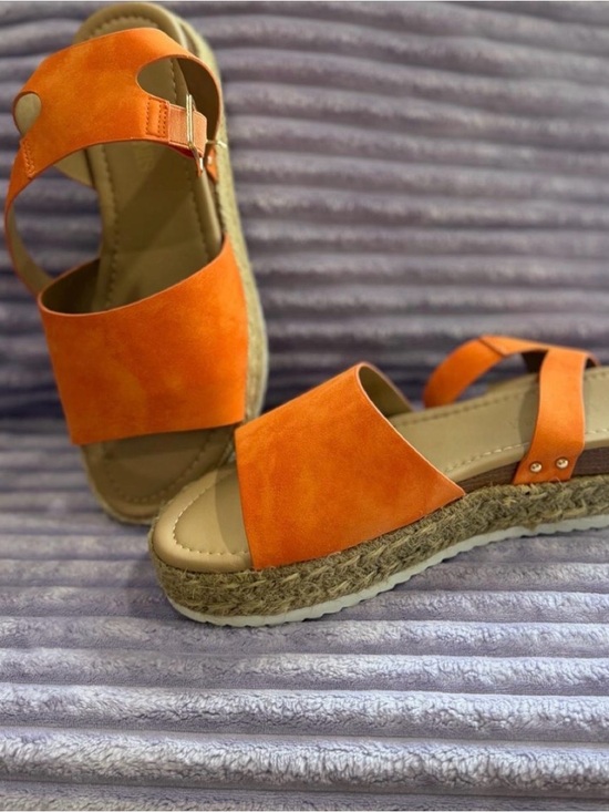 Dream Pairs Shoes - Dream Pairs Orange Espadrille Platform Sandals